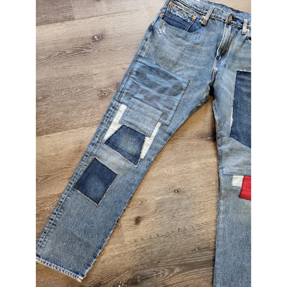 Levis Premium Mens 512 Slim Taper Fit Patchwork Distressed Jeans 34 X 30 - Picture 3 of 12